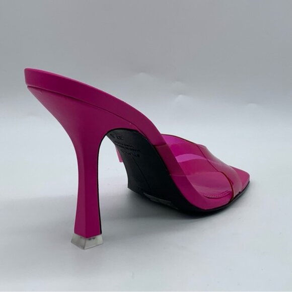 BLACK SUEDE Transparent PVC Strap Sandal in Fuchsia - Picture 7 of 14